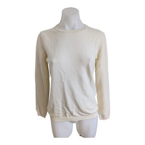 George Hogg Men's Small Crew Neck Sweater Pullover Cream Wool Blend Long Sleeves